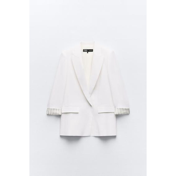 Zara Linen blend open front blazer Size XS - Picture 4 of 7